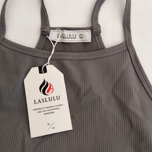 3 LASLULU Womens Sports Bra Top Bundle Size Large Gray Orange Pink - Picture 10 of 13